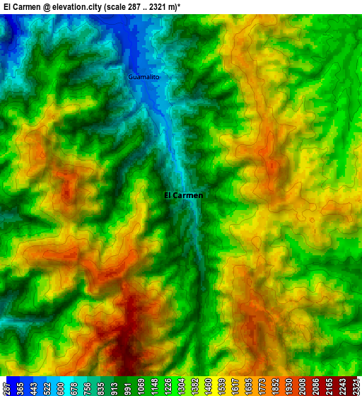 Zoom OUT 2x El Carmen, Colombia elevation map