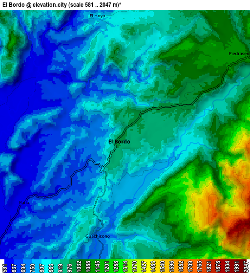 Zoom OUT 2x El Bordo, Colombia elevation map