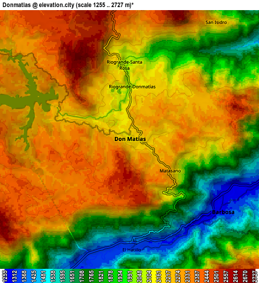 Zoom OUT 2x Donmatías, Colombia elevation map