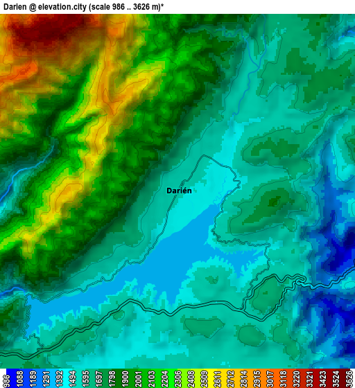 Zoom OUT 2x Darien, Colombia elevation map