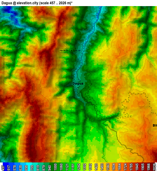 Zoom OUT 2x Dagua, Colombia elevation map