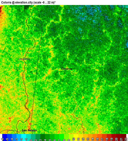 Zoom OUT 2x Cotorra, Colombia elevation map
