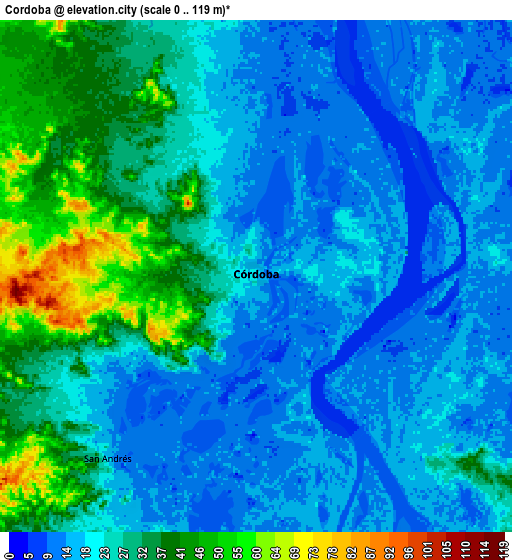 Zoom OUT 2x Córdoba, Colombia elevation map