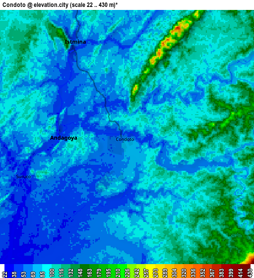 Zoom OUT 2x Condoto, Colombia elevation map