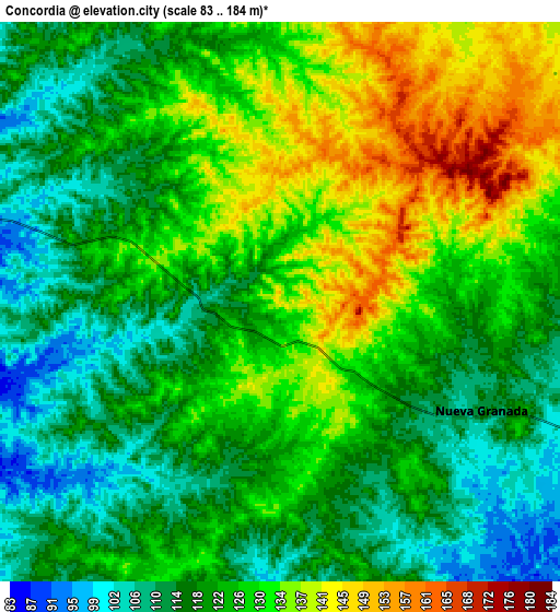Zoom OUT 2x Concordia, Colombia elevation map