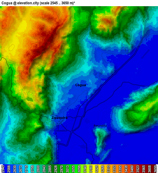 Zoom OUT 2x Cogua, Colombia elevation map