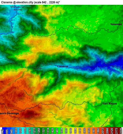 Zoom OUT 2x Cisneros, Colombia elevation map