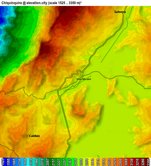 Zoom OUT 2x Chiquinquirá, Colombia elevation map