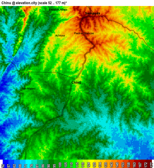 Zoom OUT 2x Chinú, Colombia elevation map