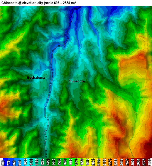 Zoom OUT 2x Chinácota, Colombia elevation map