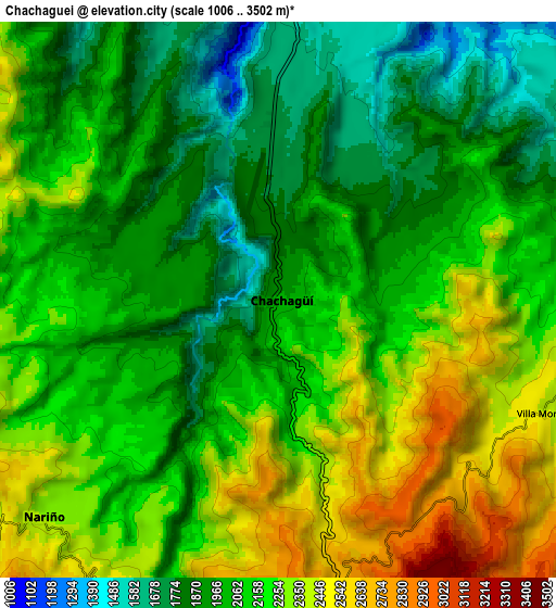 Zoom OUT 2x Chachagüí, Colombia elevation map