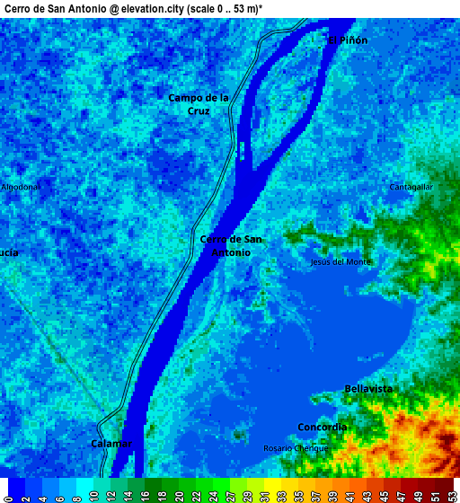 Zoom OUT 2x Cerro de San Antonio, Colombia elevation map