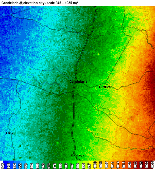 Zoom OUT 2x Candelaria, Colombia elevation map