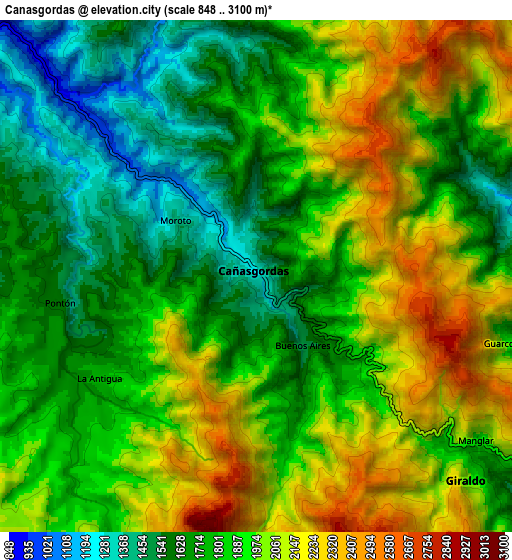 Zoom OUT 2x Cañasgordas, Colombia elevation map