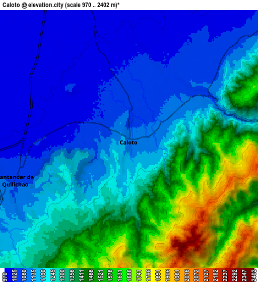 Zoom OUT 2x Caloto, Colombia elevation map