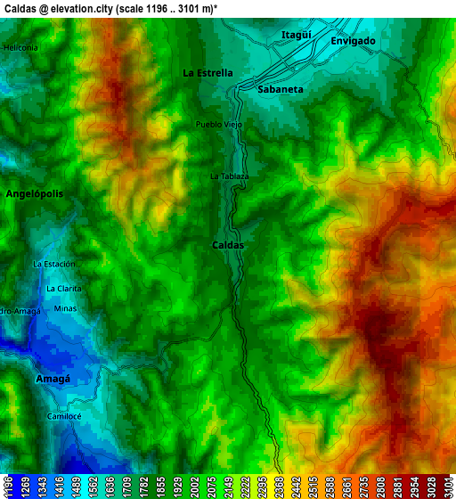 Zoom OUT 2x Caldas, Colombia elevation map