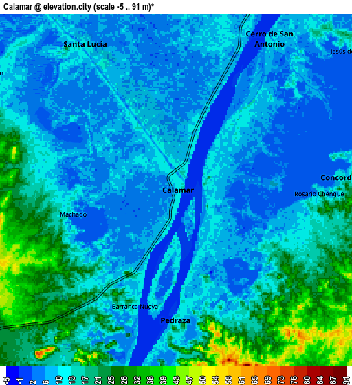 Zoom OUT 2x Calamar, Colombia elevation map