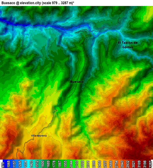 Zoom OUT 2x Buesaco, Colombia elevation map