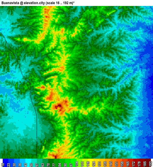 Zoom OUT 2x Buenavista, Colombia elevation map