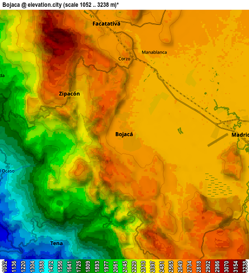 Zoom OUT 2x Bojacá, Colombia elevation map