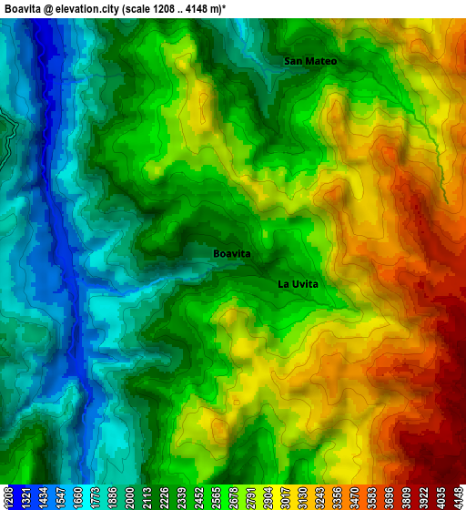 Zoom OUT 2x Boavita, Colombia elevation map