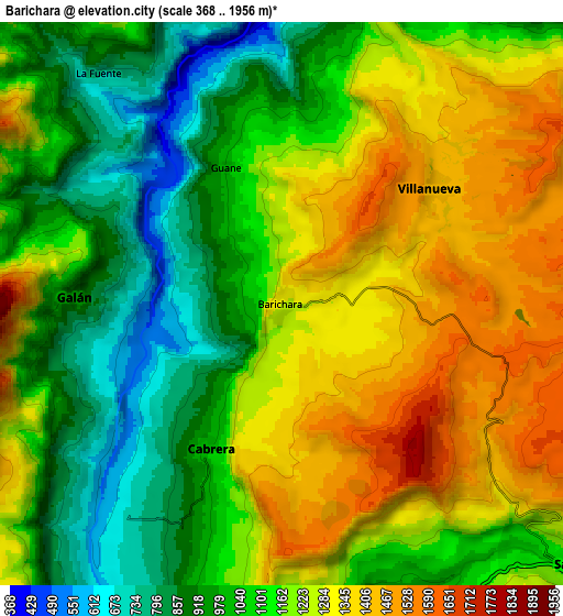 Zoom OUT 2x Barichara, Colombia elevation map