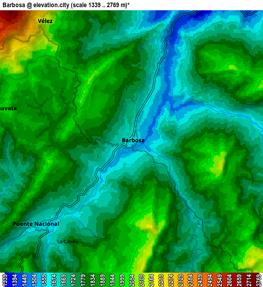 Zoom OUT 2x Barbosa, Colombia elevation map