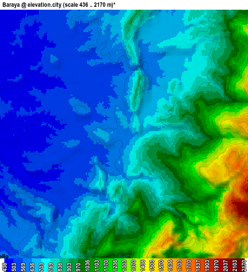 Zoom OUT 2x Baraya, Colombia elevation map