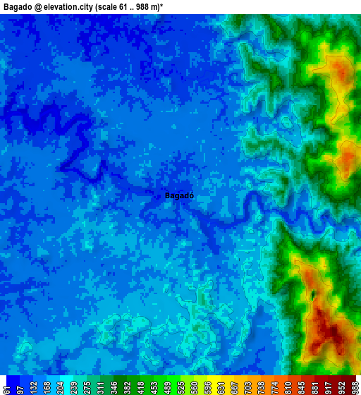 Zoom OUT 2x Bagadó, Colombia elevation map