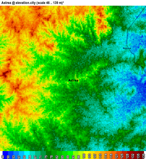 Zoom OUT 2x Astrea, Colombia elevation map