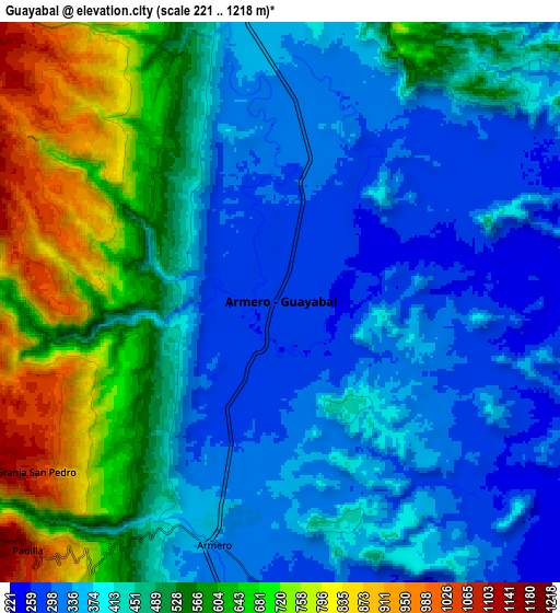 Zoom OUT 2x Guayabal, Colombia elevation map