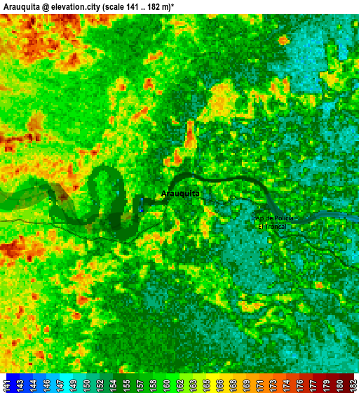 Zoom OUT 2x Arauquita, Colombia elevation map