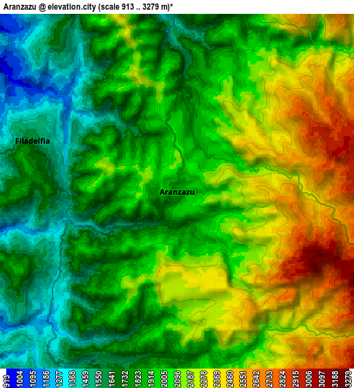 Zoom OUT 2x Aranzazu, Colombia elevation map