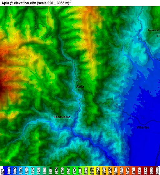 Zoom OUT 2x Apía, Colombia elevation map