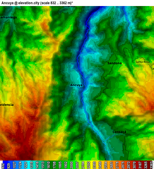 Zoom OUT 2x Ancuya, Colombia elevation map