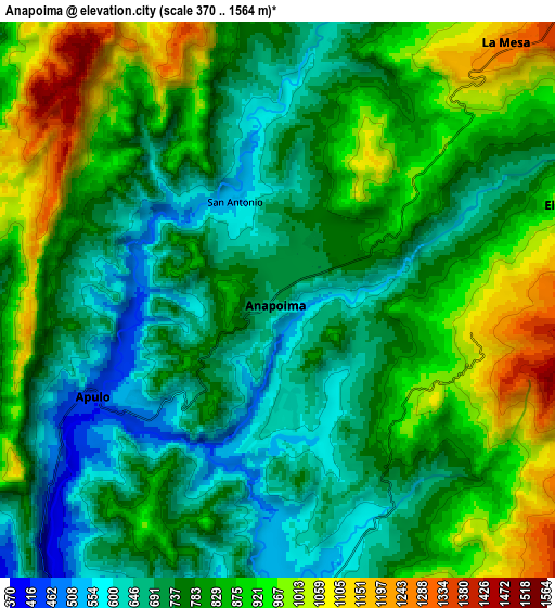 Zoom OUT 2x Anapoima, Colombia elevation map