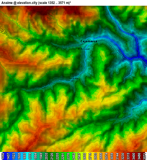 Zoom OUT 2x Anaime, Colombia elevation map