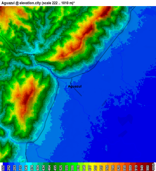 Zoom OUT 2x Aguazul, Colombia elevation map