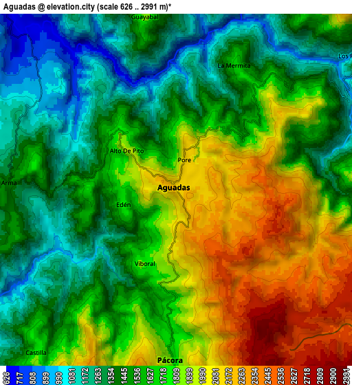 Zoom OUT 2x Aguadas, Colombia elevation map