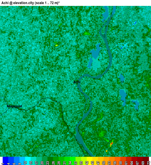 Zoom OUT 2x Achí, Colombia elevation map