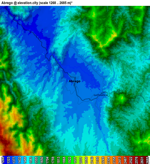 Zoom OUT 2x Ábrego, Colombia elevation map