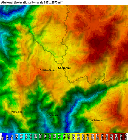 Zoom OUT 2x Abejorral, Colombia elevation map