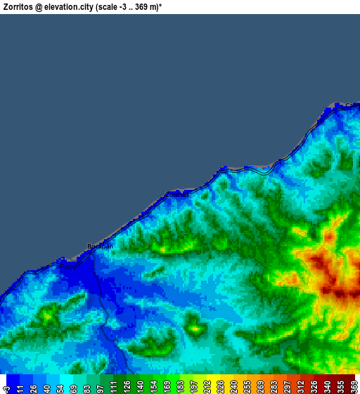 Zoom OUT 2x Zorritos, Peru elevation map