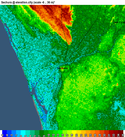Zoom OUT 2x Sechura, Peru elevation map