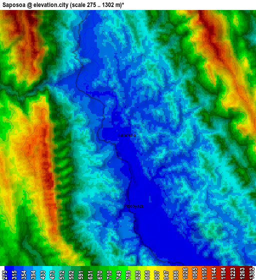 Zoom OUT 2x Saposoa, Peru elevation map