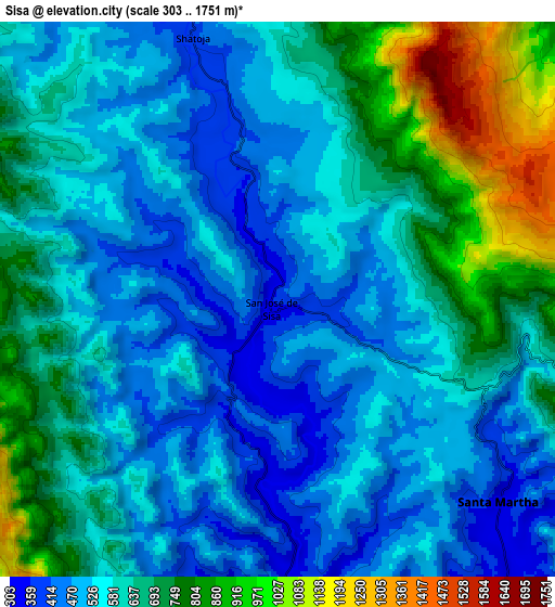 Zoom OUT 2x Sisa, Peru elevation map