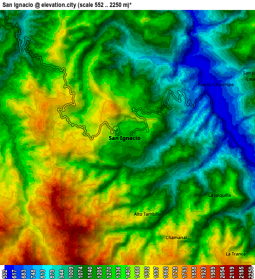 Zoom OUT 2x San Ignacio, Peru elevation map
