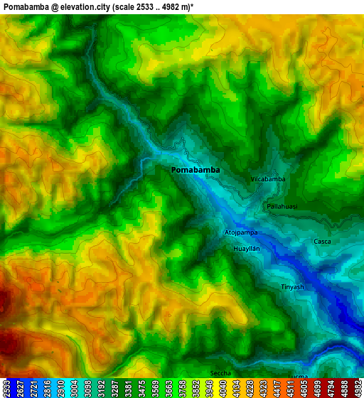 Zoom OUT 2x Pomabamba, Peru elevation map