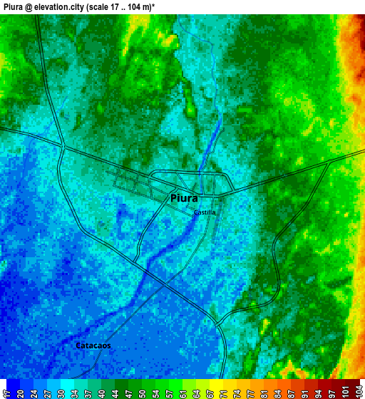 Zoom OUT 2x Piura, Peru elevation map