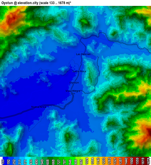 Zoom OUT 2x Oyotún, Peru elevation map